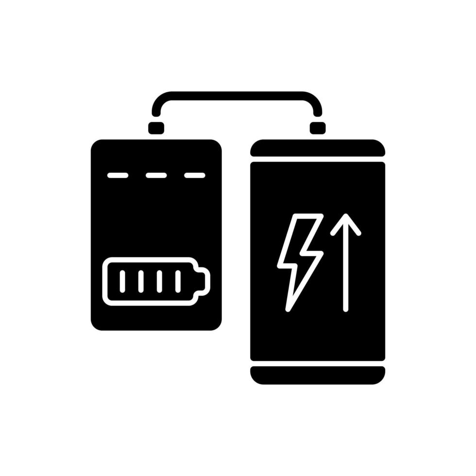 powerbank para celular ícone de rótulo manual de glifo preto vetor