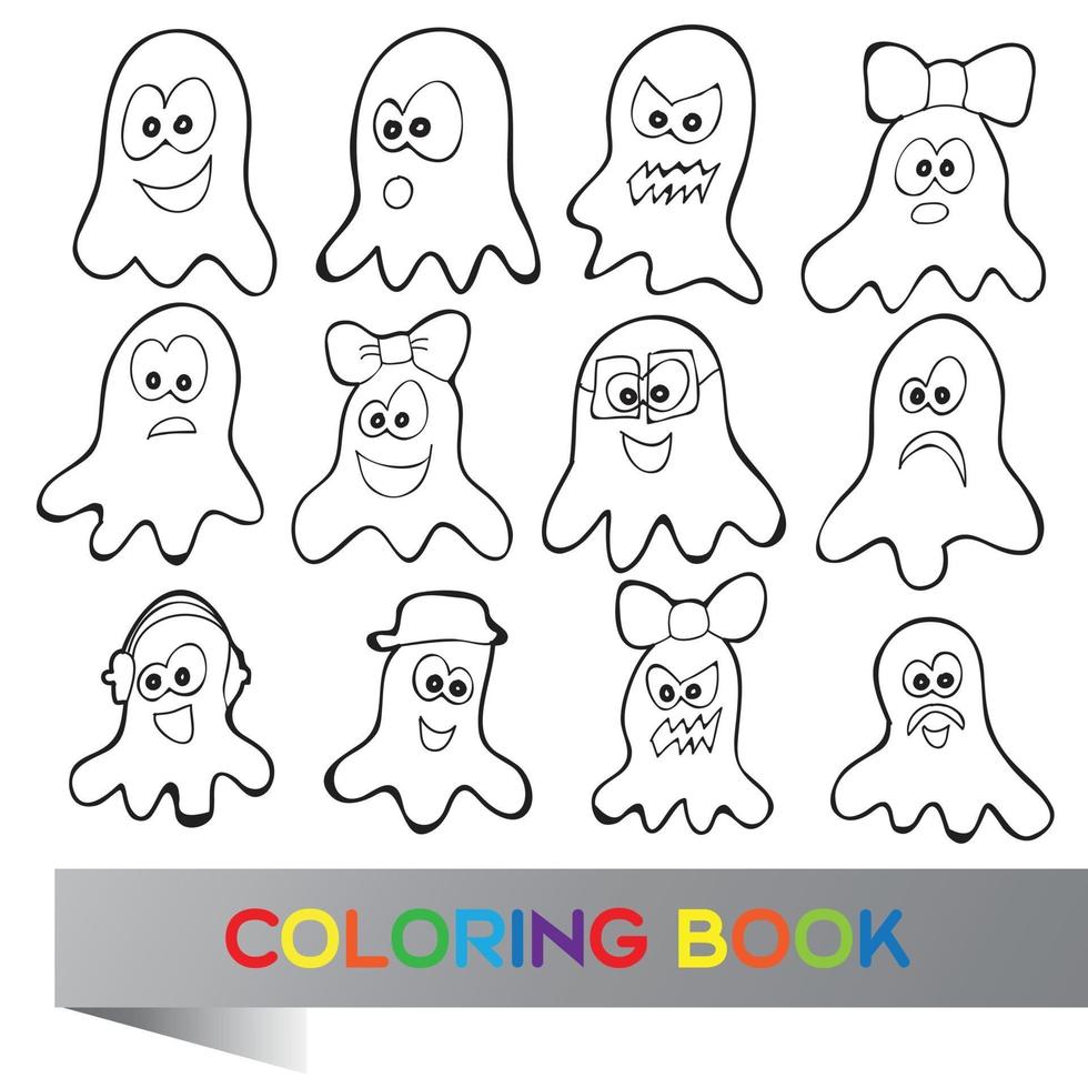 livro para colorir halloween - ilustração vetorial com personagens de nádegas vetor