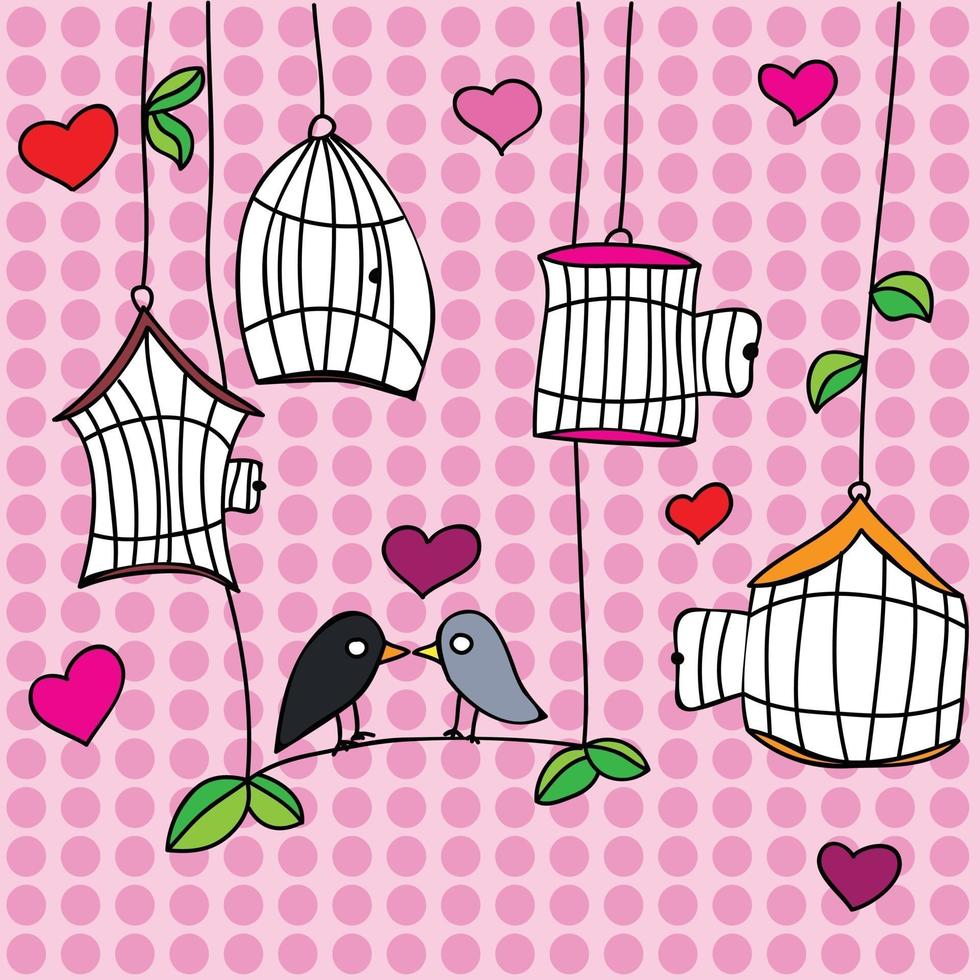 st. cartão de dia dos namorados com pássaros - ilustração vetorial vetor
