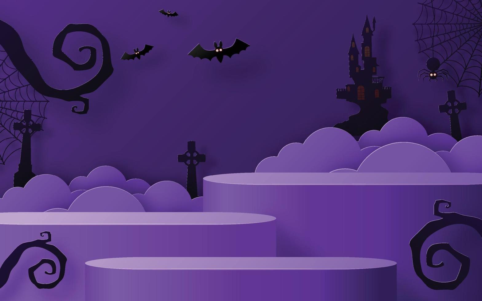 desenho de fundo do festival de halloween com pódio 3D vetor