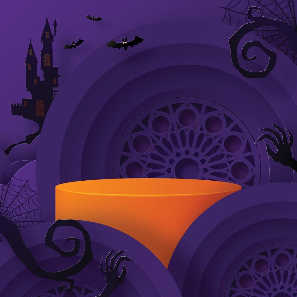 desenho de fundo do festival de halloween com pódio 3D vetor