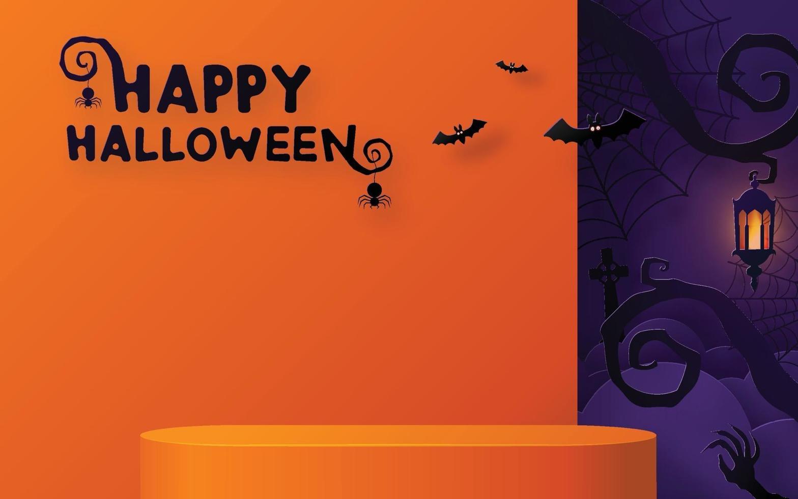 desenho de fundo do festival de halloween com pódio 3D vetor