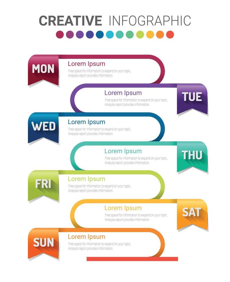 cronograma de negócios para 7 dias, design de infográficos. vetor