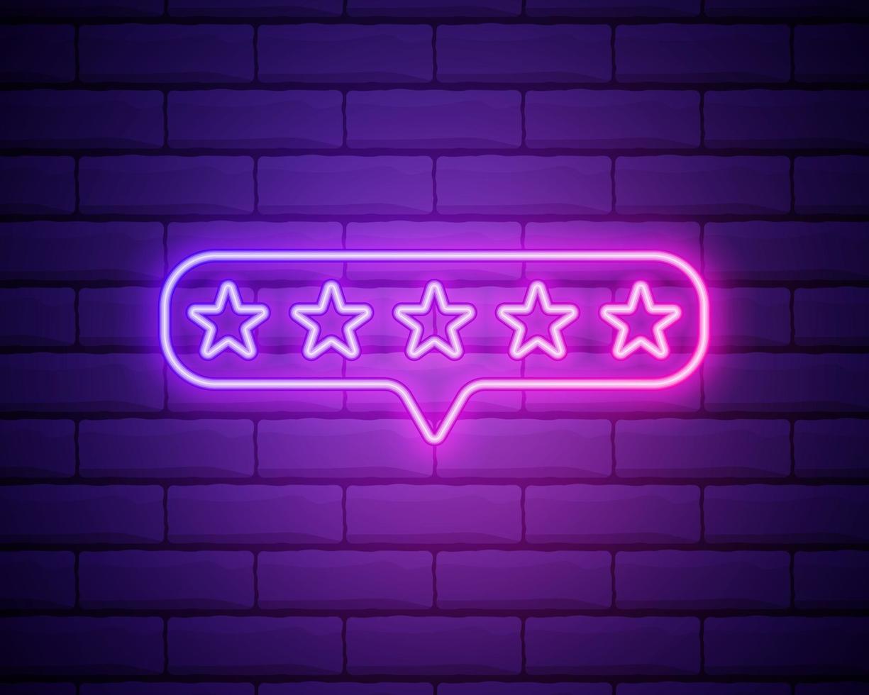 ícone de avaliação do cliente no estilo de linha de néon. feedback do usuário vetor