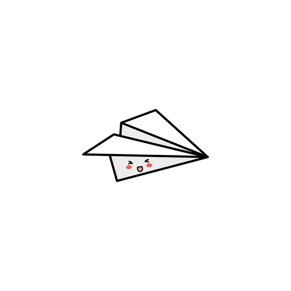 ilustração de personagem de avião de origami fofo sorriso mascote feliz vetor
