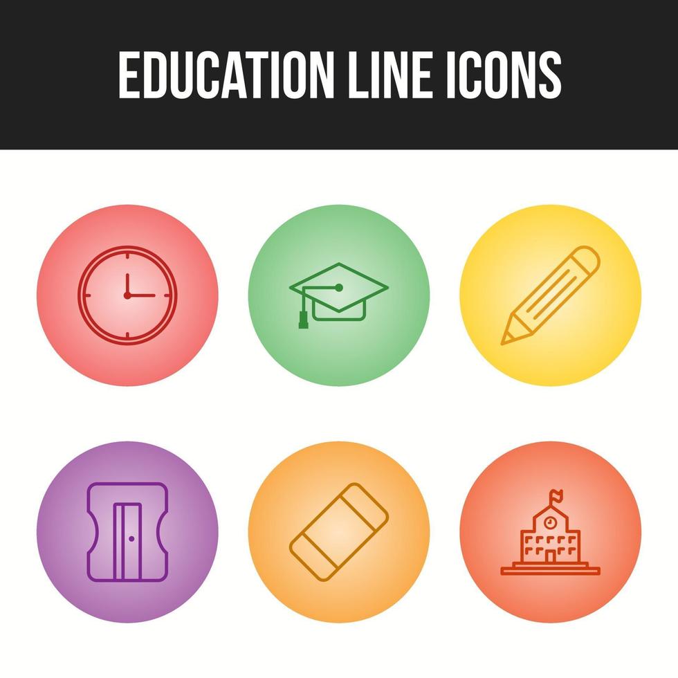 conjunto de ícones exclusivos de ícones de linha de educação vetor