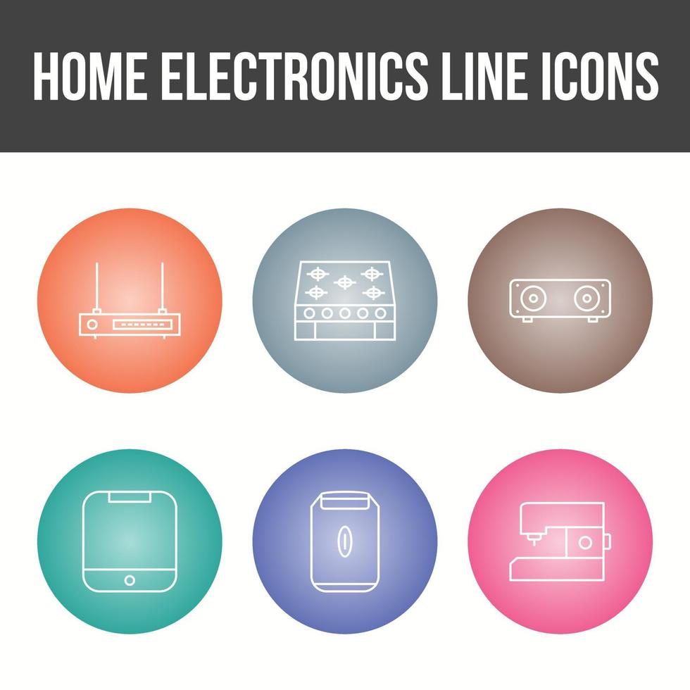 conjunto exclusivo de ícones de linha de eletrônicos domésticos vetor