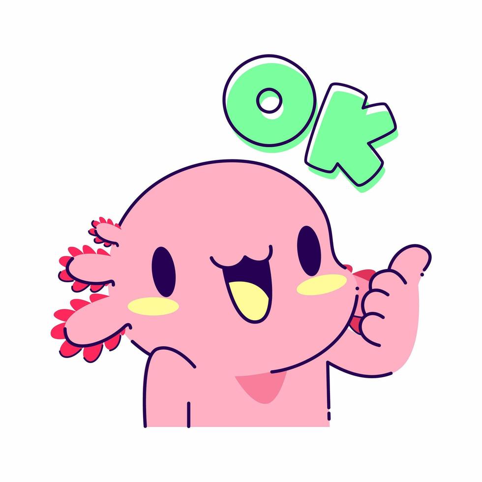 ilustração em vetor axolotl fofo ok pose