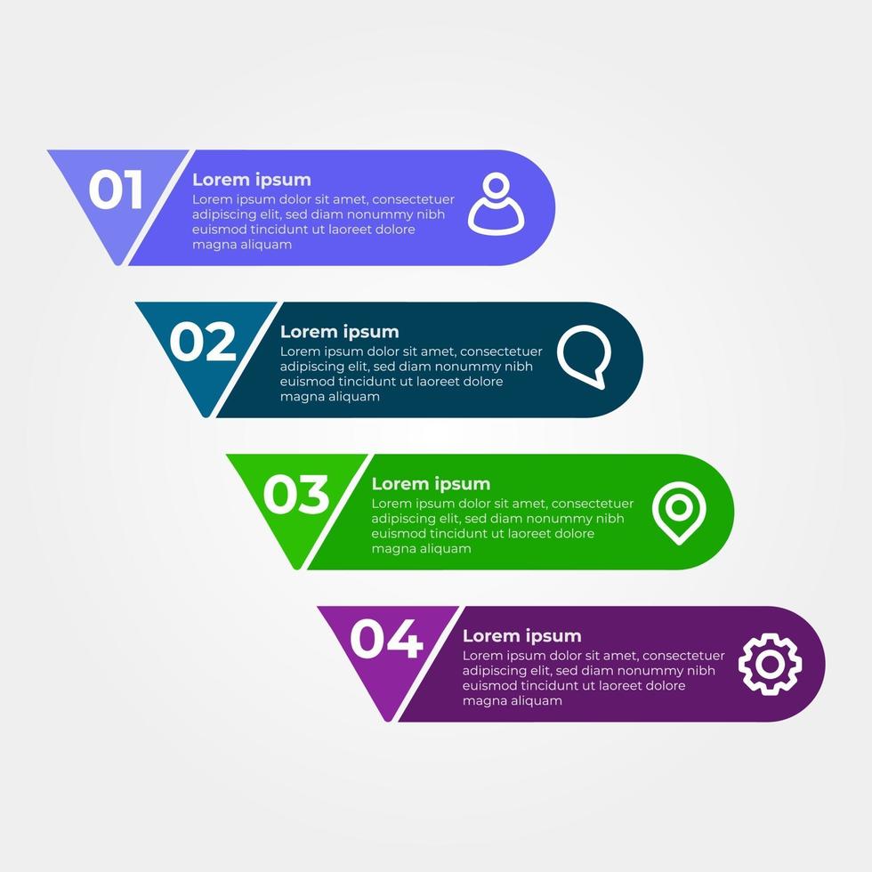 projeto de infográfico de quatro etapas. design de infográfico plano multicolor vetor