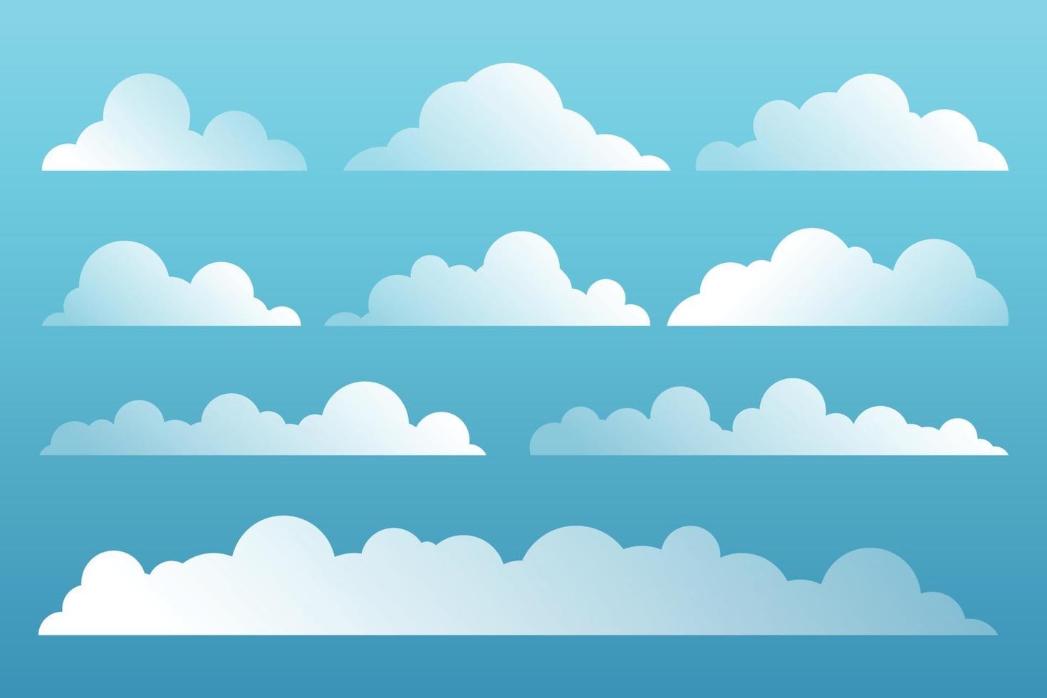 conjunto de nuvens de desenho animado sobre fundo azul vetor