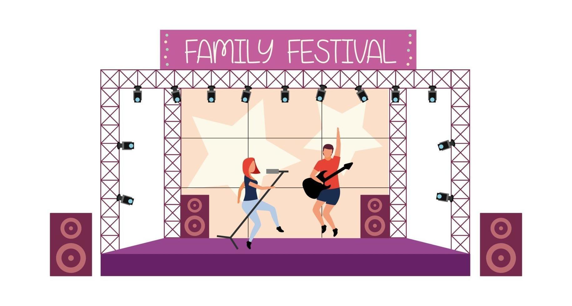 ilustração em vetor conceito plano festival de música familiar