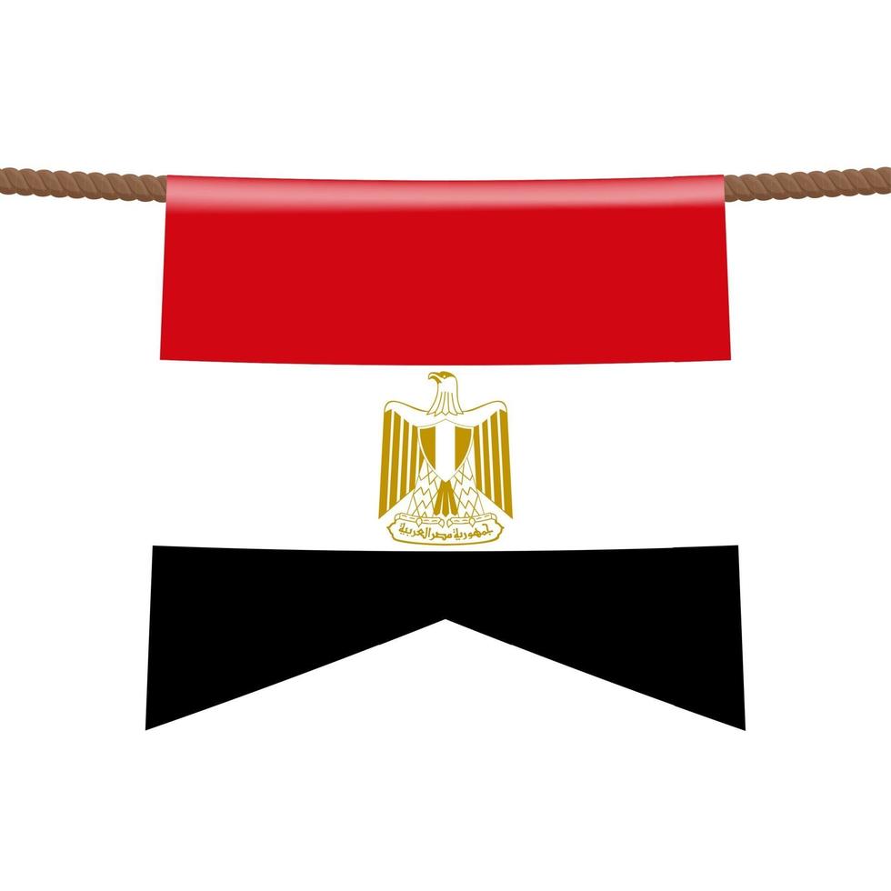 as bandeiras nacionais do Egito estão penduradas na corda. vetor