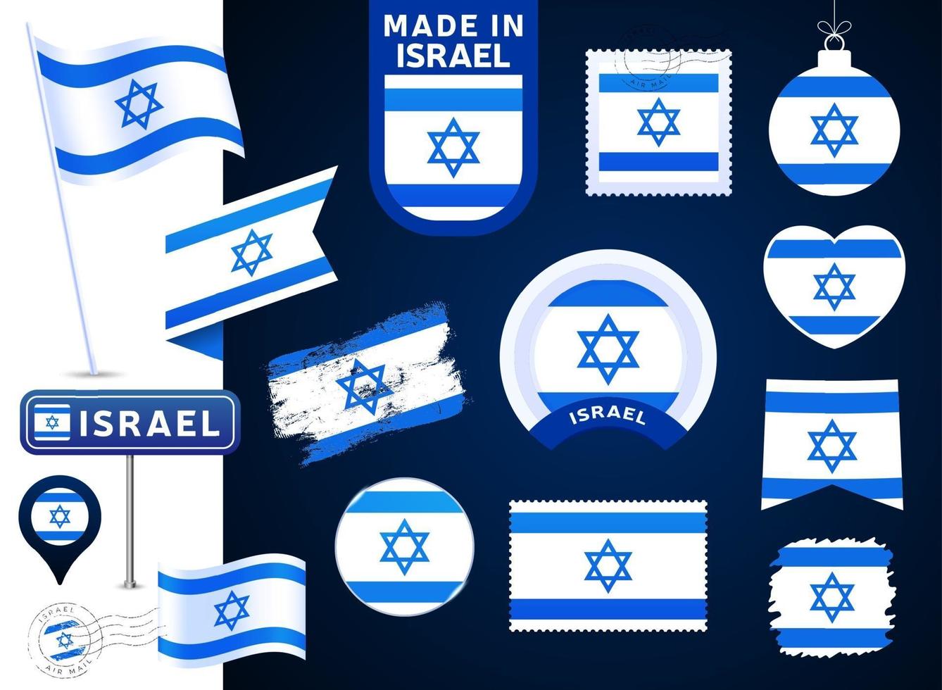 coleção de vetores da bandeira de israel.