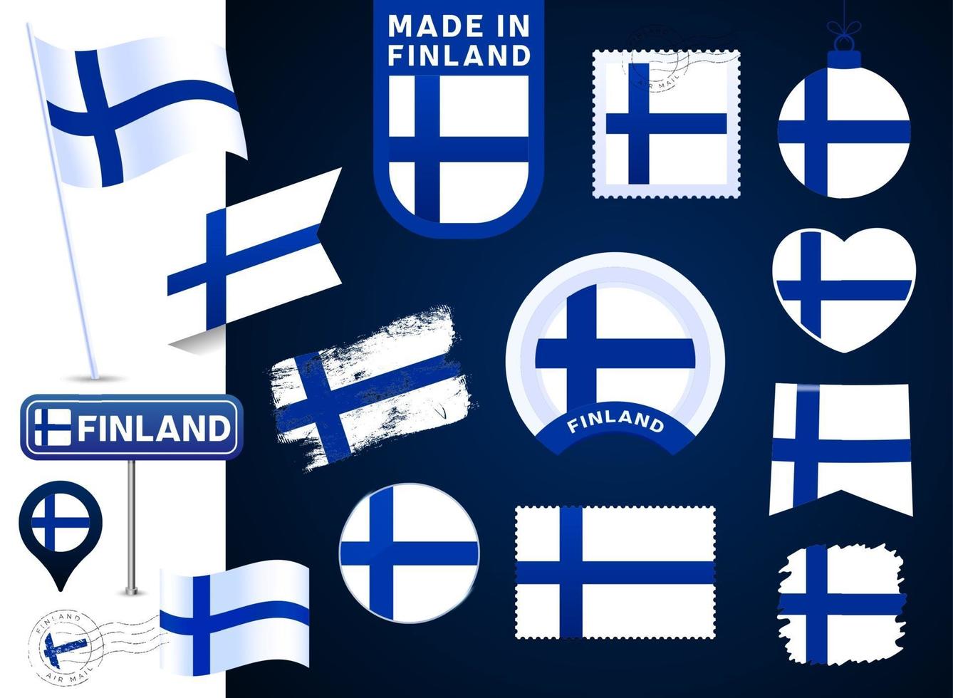 coleção de vetores de bandeira da finlândia