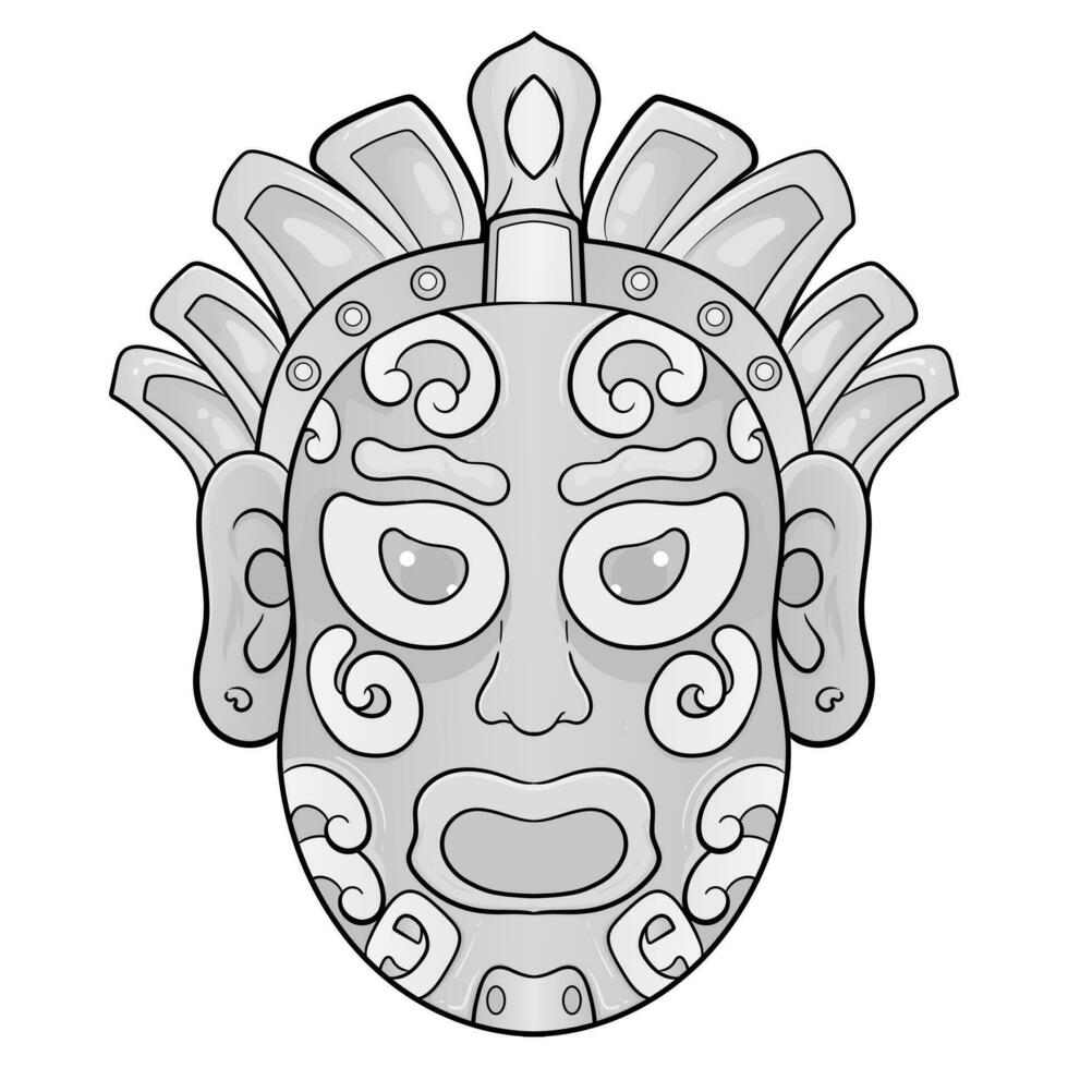 Preto e branco linha africano étnico tribal ritual máscaras do diferente forma isolado em branco fundo vetor ilustração.