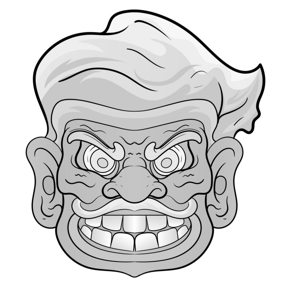 monstro barong cultura ilustração dentro Preto e branco. ilustração Boa para tatuagens e camiseta vestuário Projeto vetor