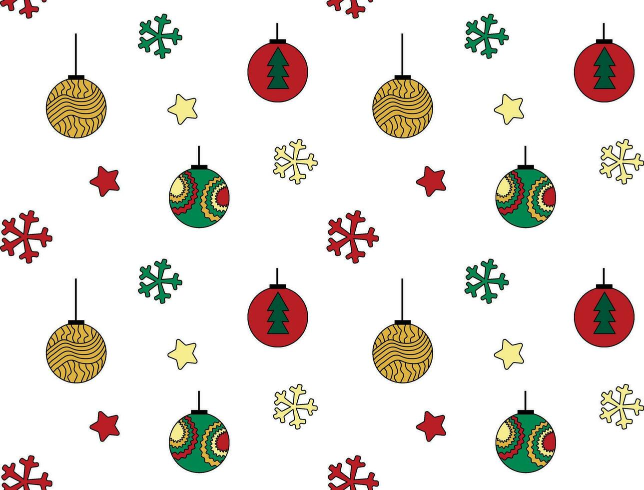 cor desatado Natal, Novo ano rabisco padrão, com Natal bolas vetor