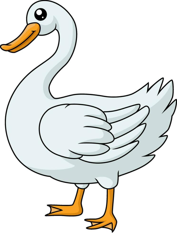 fofa cisne desenho animado em branco fundo vetor