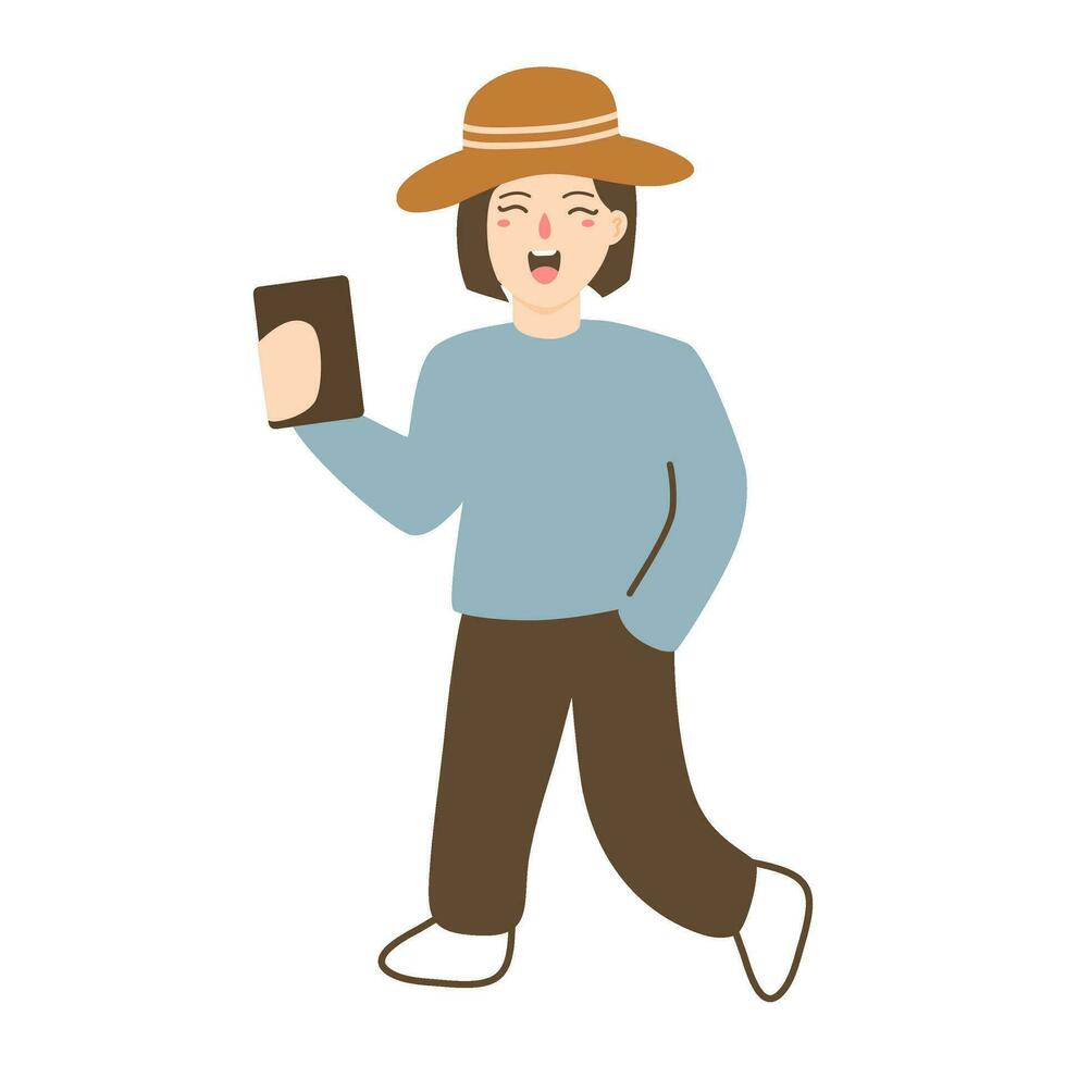 pessoas caminhando e olhando às telefone conceito ilustração vetor