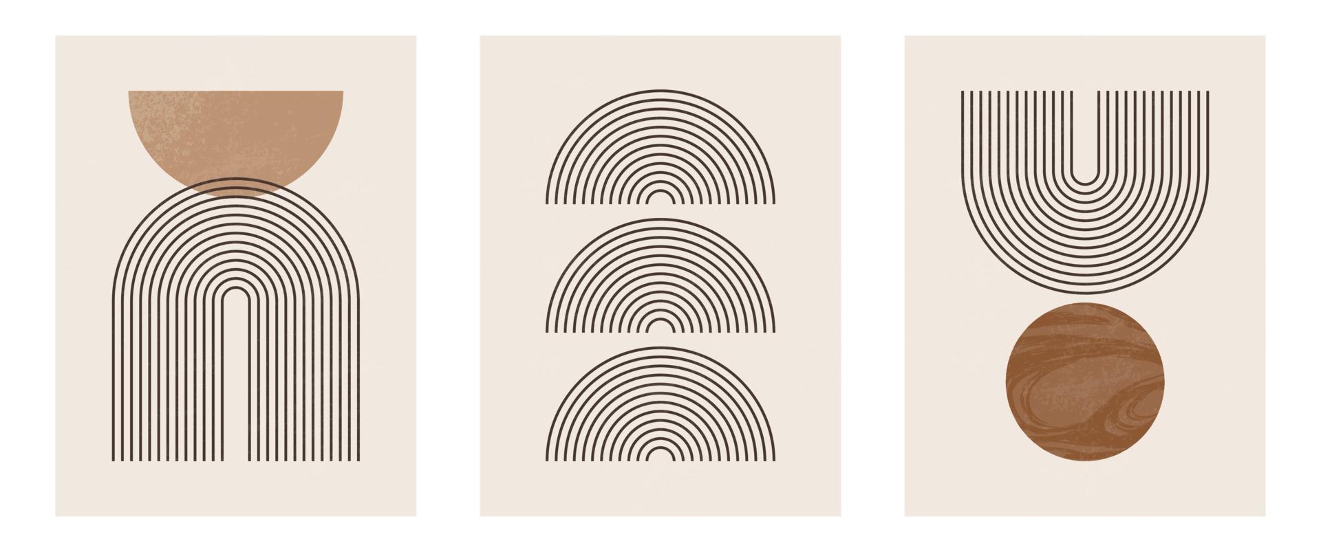 conjunto de impressão de arte minimalista moderna de meados do século com forma vetor