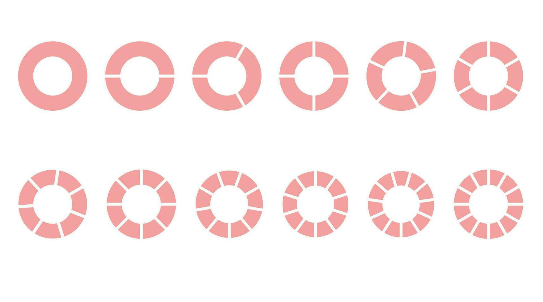 frações do matemática, frações vetor redondo. Rosa volta peças. uma conjunto do pequeno segmentos. simples geometria. vetor ilustração em transparente fundo