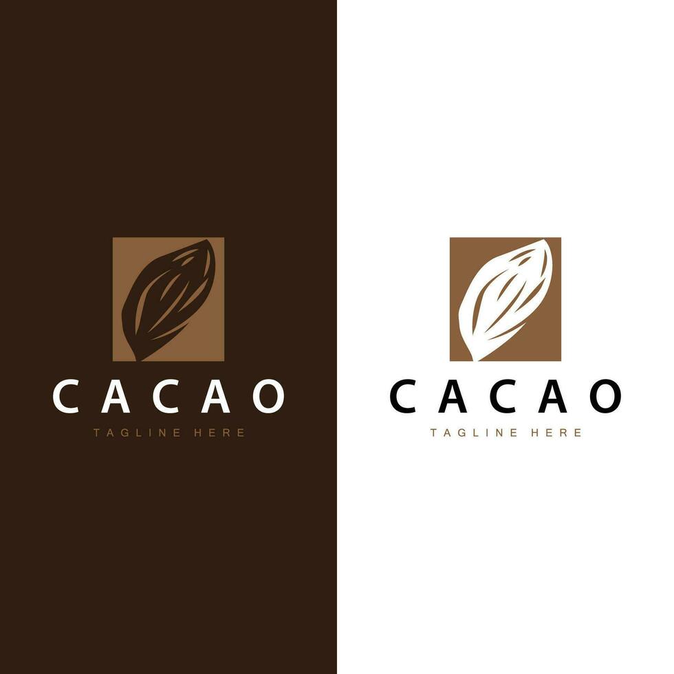 chocolate feijão logotipo, chocolate plantar Projeto com simples semente folha e haste conceito, para o negócio branding vetor