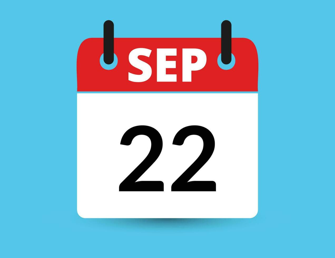 setembro 22. plano ícone calendário isolado em azul fundo. encontro e mês vetor ilustração