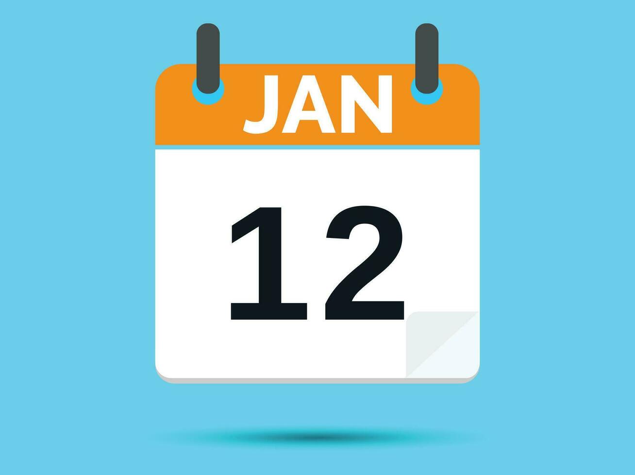 12 janeiro. plano ícone calendário isolado em azul fundo. vetor ilustração.