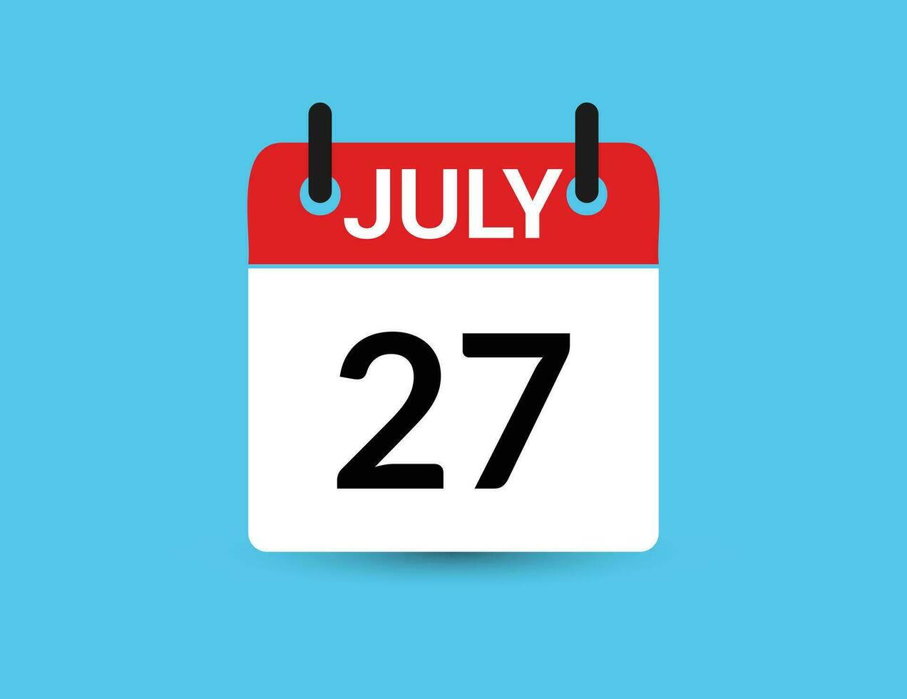 Julho 27. plano ícone calendário isolado em azul fundo. encontro e mês vetor ilustração