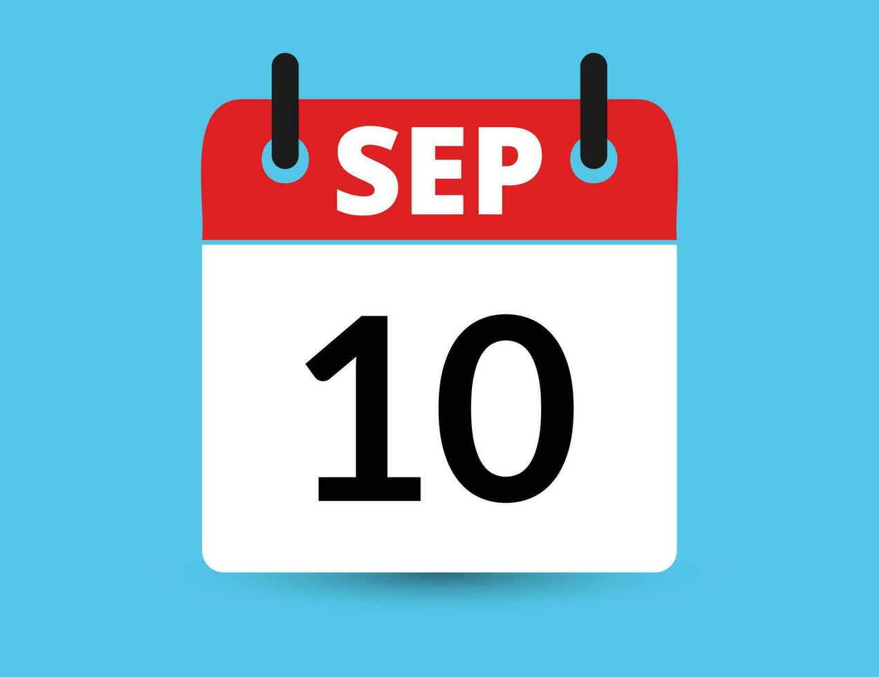 setembro 10. plano ícone calendário isolado em azul fundo. encontro e mês vetor ilustração