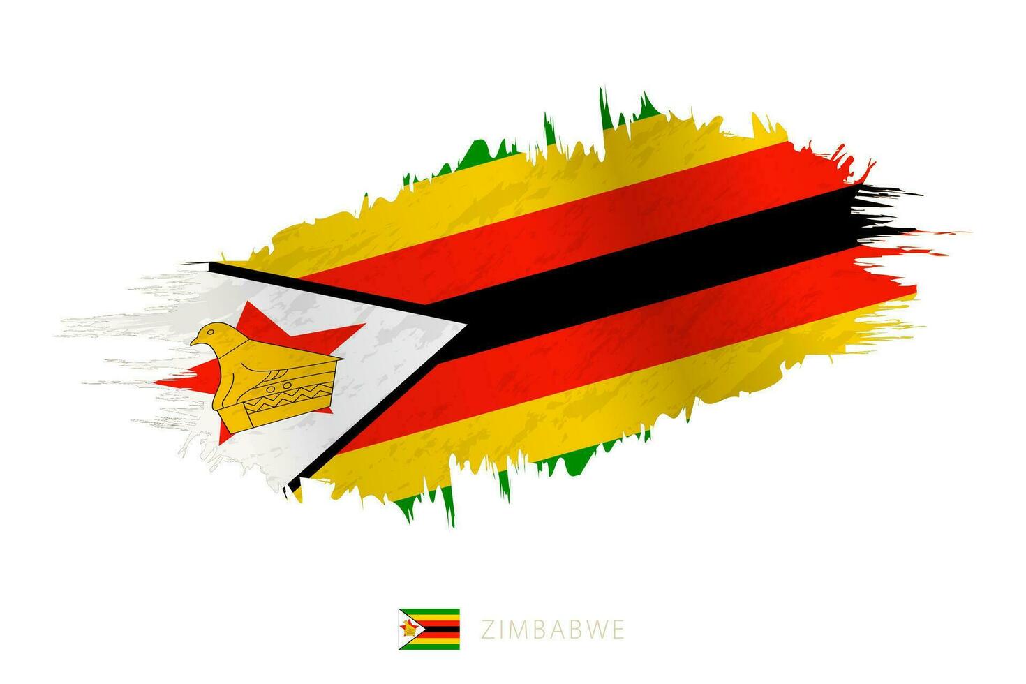 pintado pincelada bandeira do Zimbábue com acenando efeito. vetor