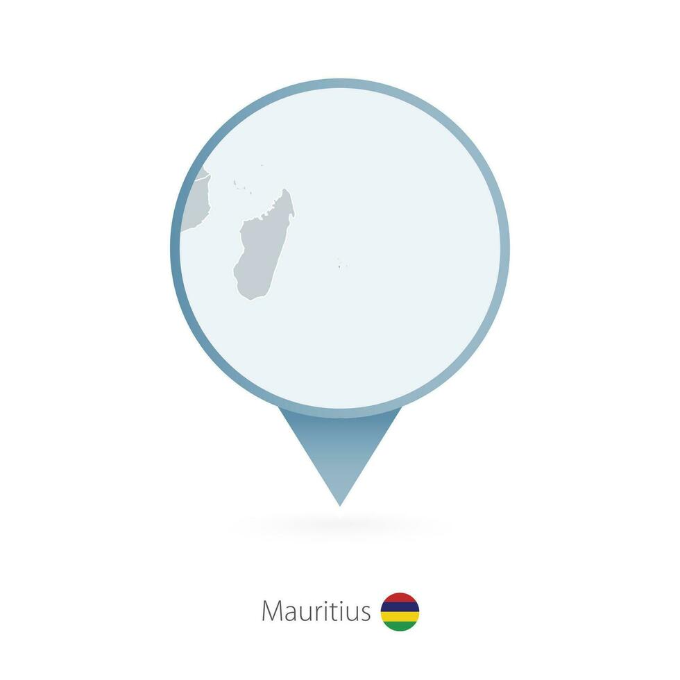mapa PIN com detalhado mapa do Maurícia e vizinho países. vetor