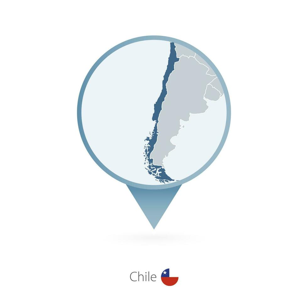 mapa PIN com detalhado mapa do Chile e vizinho países. vetor