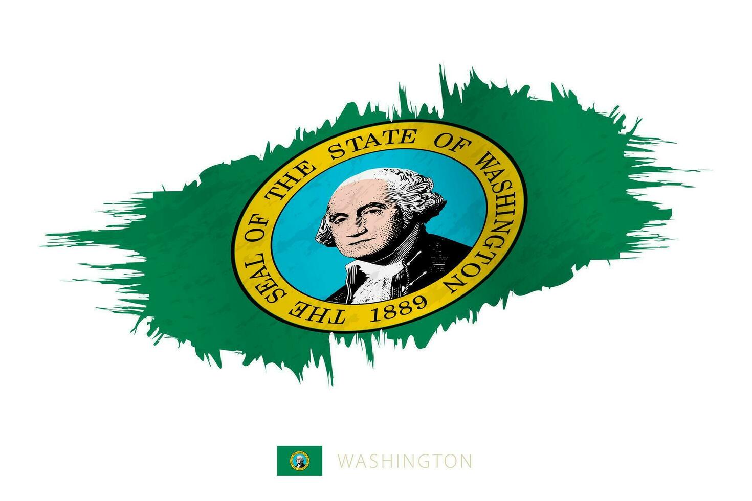 pintado pincelada bandeira do Washington com acenando efeito. vetor