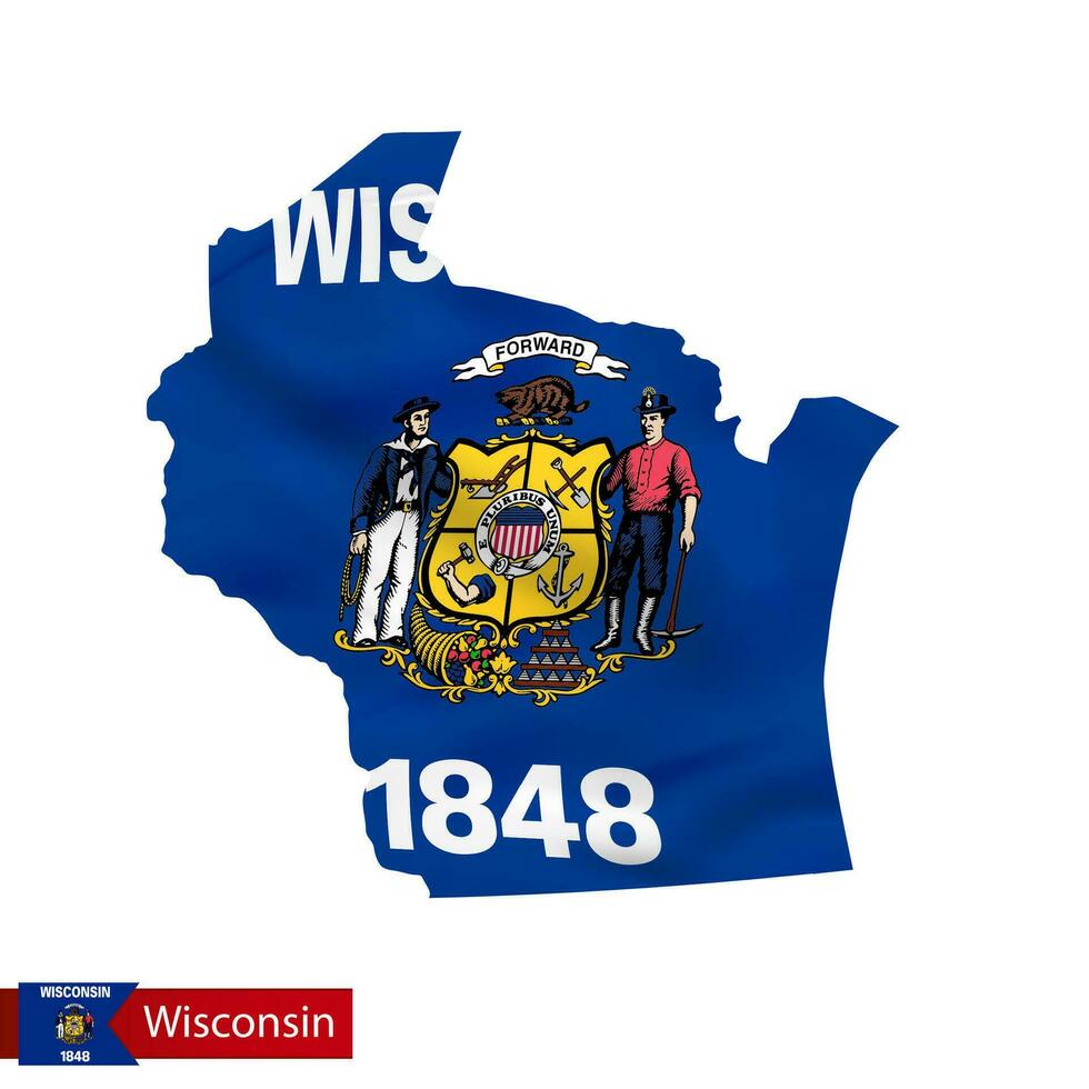 Wisconsin Estado mapa com acenando bandeira do nos estado. vetor