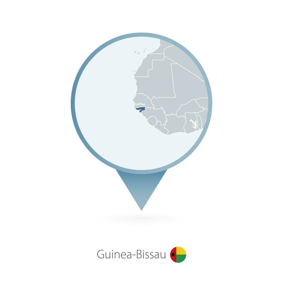 mapa PIN com detalhado mapa do Guiné-Bissau e vizinho países. vetor