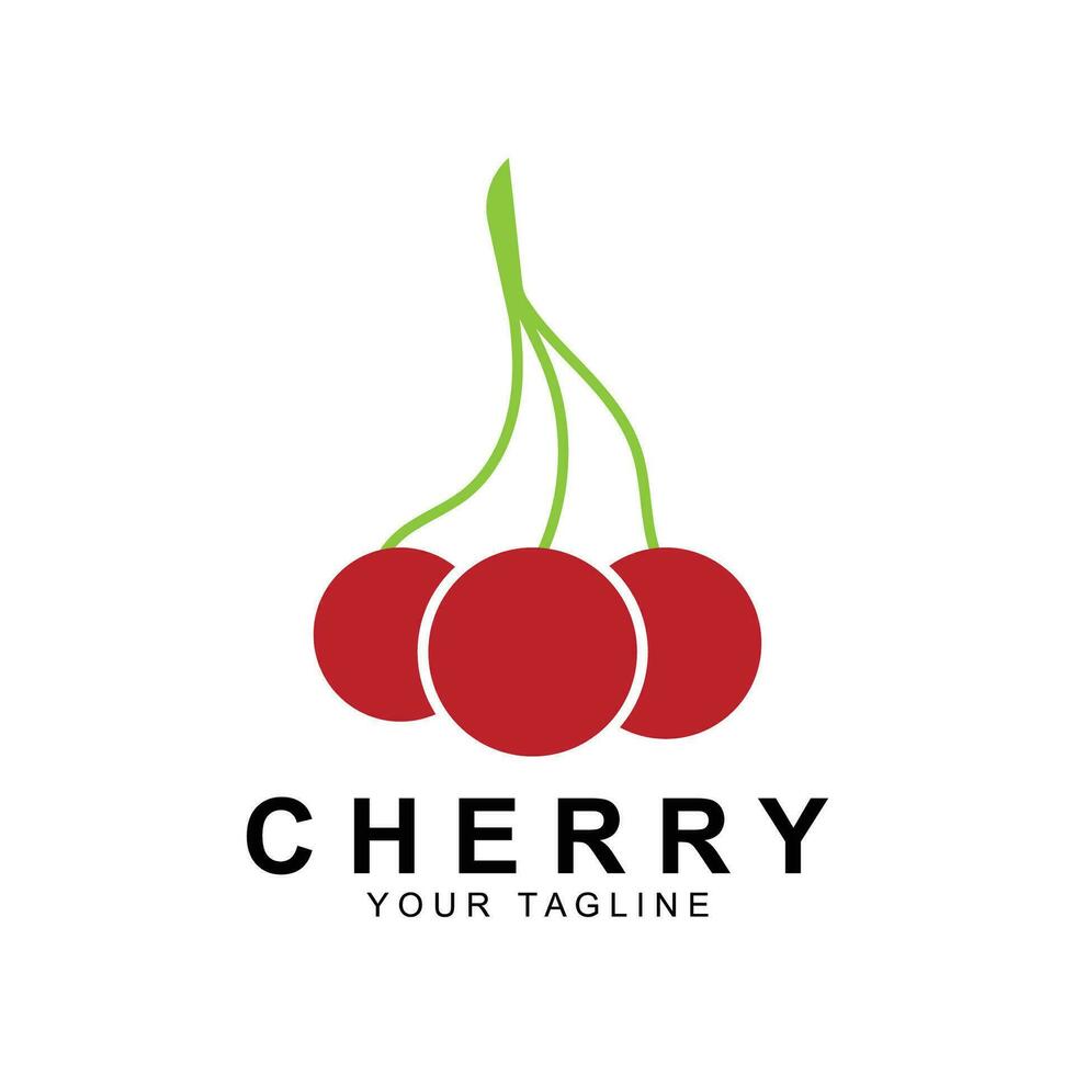 logotipo de fruta cereja, ilustração vetorial de planta de cor vermelha, design de loja de frutas, empresa, adesivo, marca de produto vetor