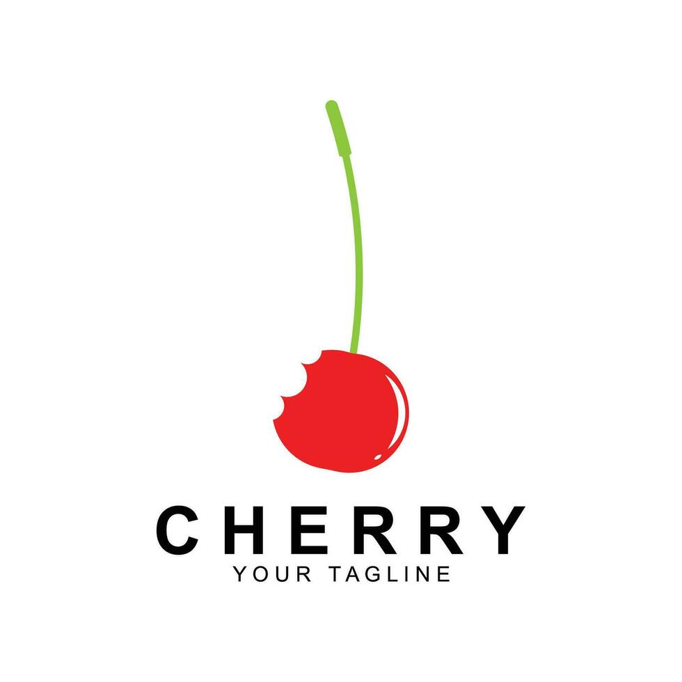 logotipo de fruta cereja, ilustração vetorial de planta de cor vermelha, design de loja de frutas, empresa, adesivo, marca de produto vetor