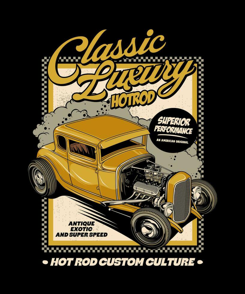 clássico luxo hotrod. vintage veículo vetor estilo.