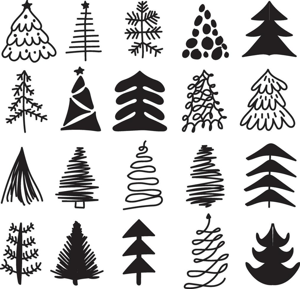 Natal árvore contorno, Natal enfeites svg, árvore Natal svg, Natal clipart, pinho árvore clipart, Natal árvore agrupar vetor