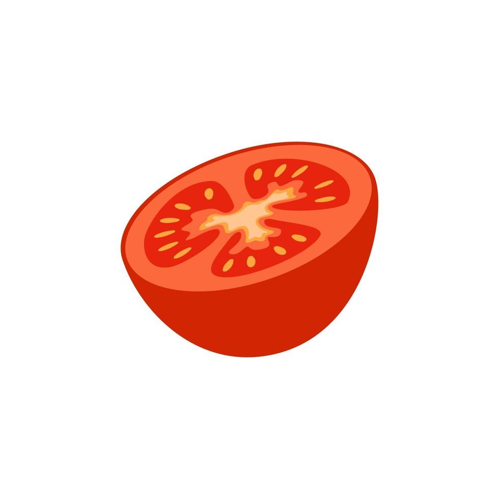 meio tomate, vegetal vermelho, colheita para fazer pasta de tomate ou salada vetor