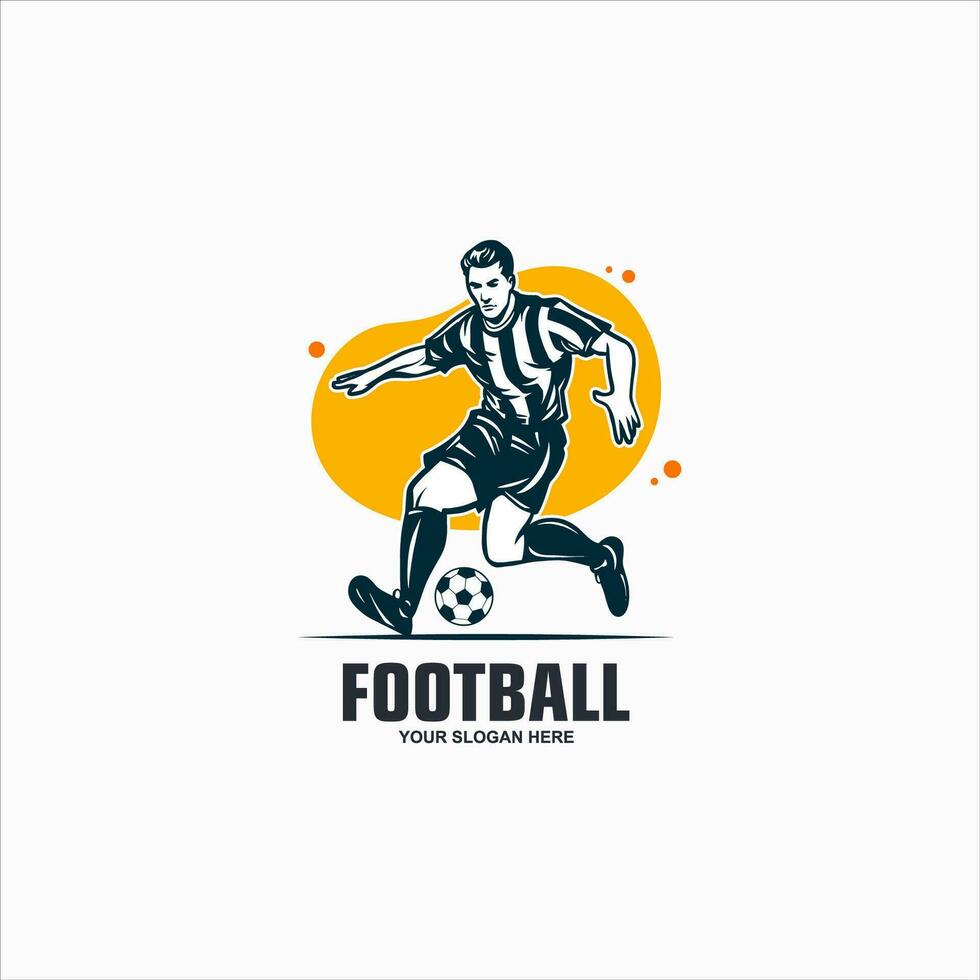 futebol jogador corrida com bola, isolado vetor silhueta. abstrato futebol logotipo.