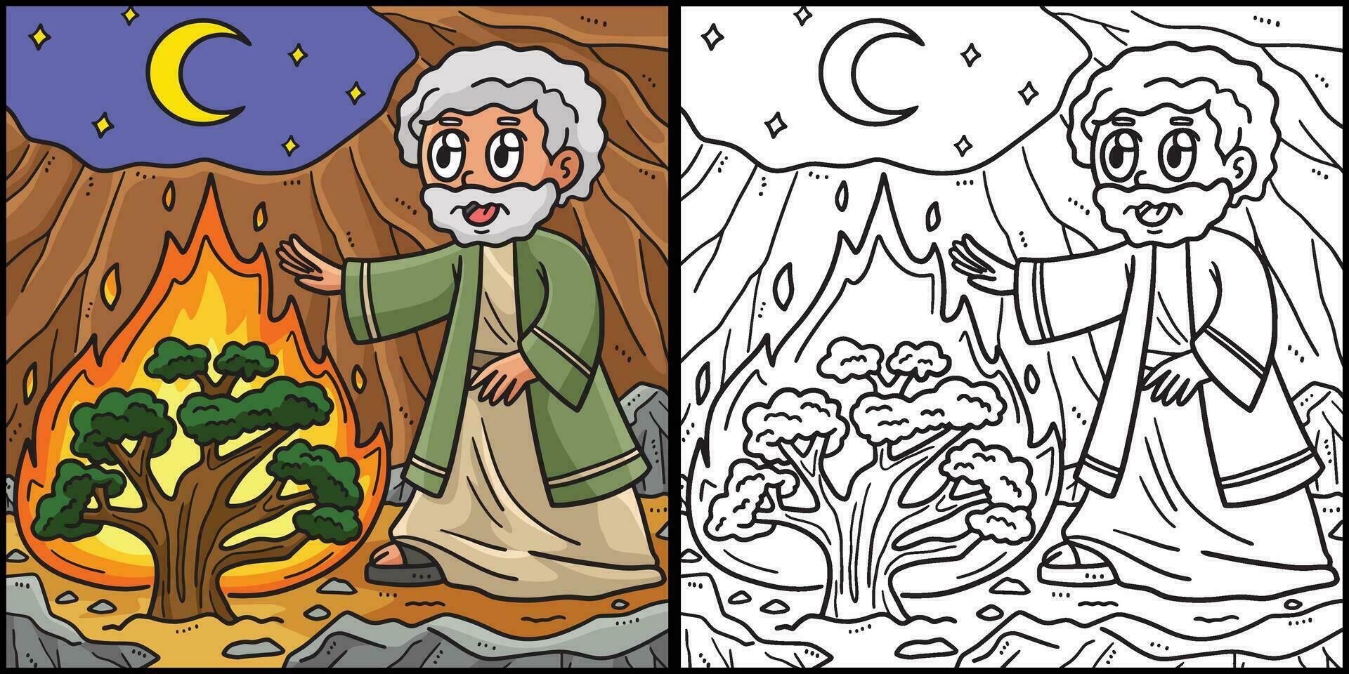 cristão Moisés e a queimando arbusto ilustração vetor