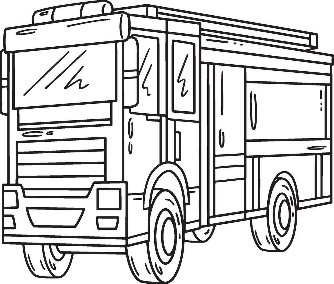 bombeiro caminhão isolado coloração página coloração vetor