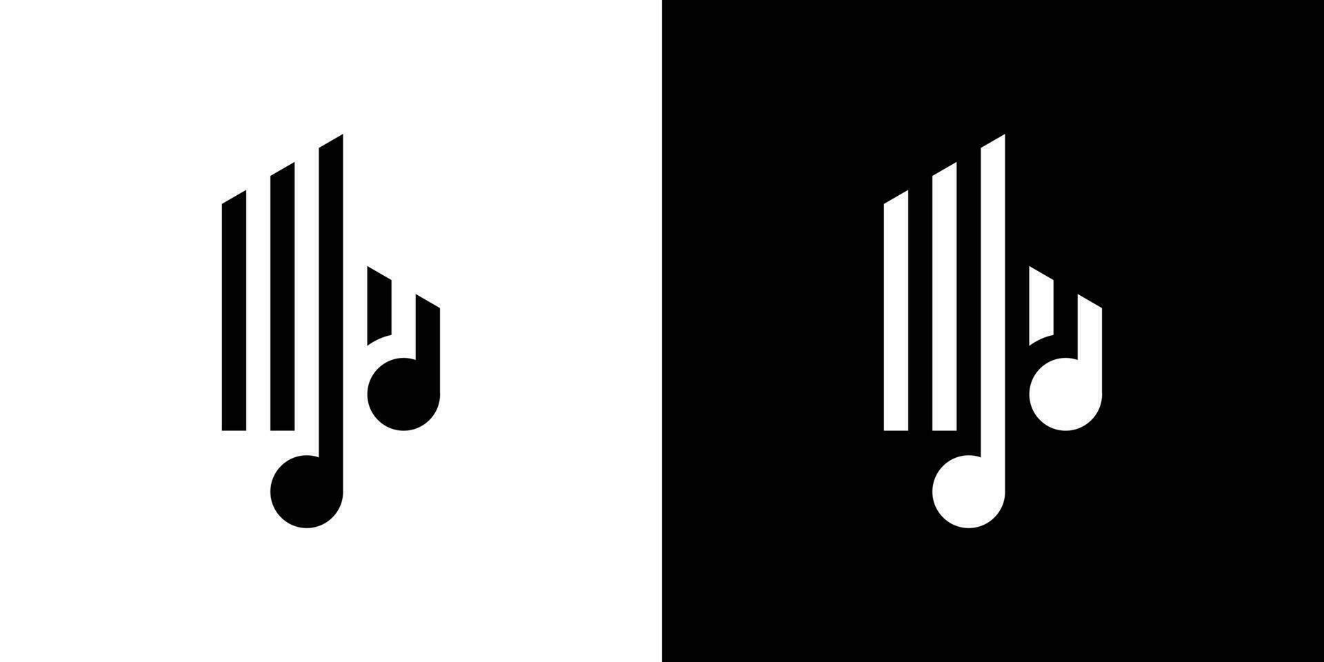 logotipo Projeto combinando a forma do uma construção com musical notas, adequado para uma música estúdio escritório. vetor