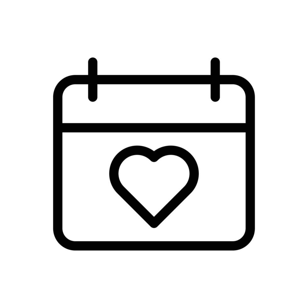 calendário com coração símbolo, dia dos namorados dia, aniversário encontro ícone dentro linha estilo Projeto isolado em branco fundo. editável AVC. vetor