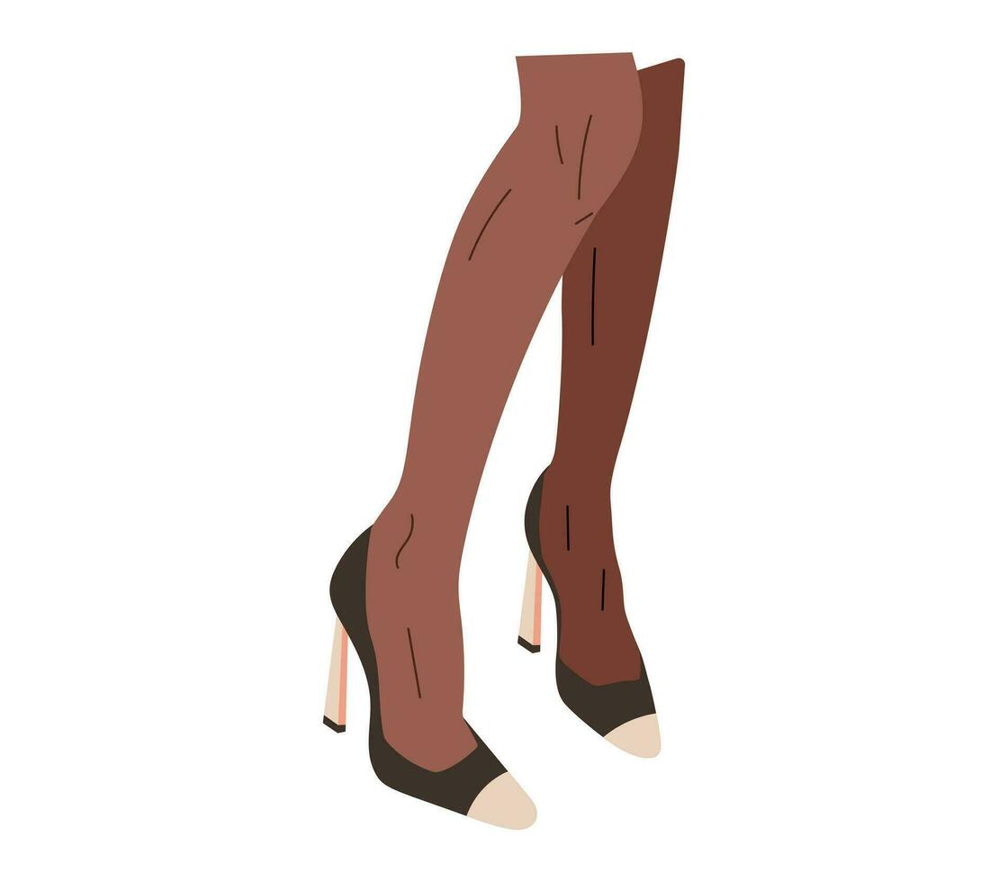 mulheres lindo delgado pernas dentro salto alto Preto sapato. vetor isolado moda ilustração.