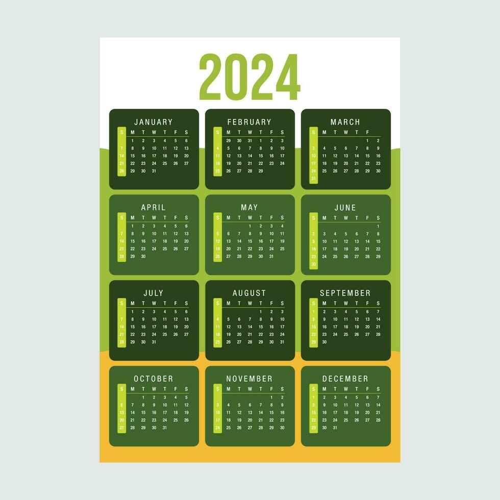 2024 calendário editável vetor