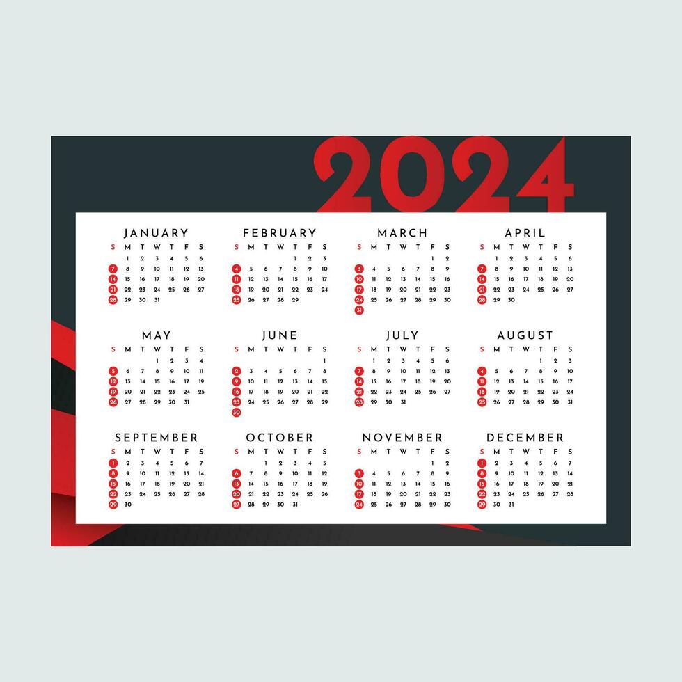 2024 calendário editável vetor