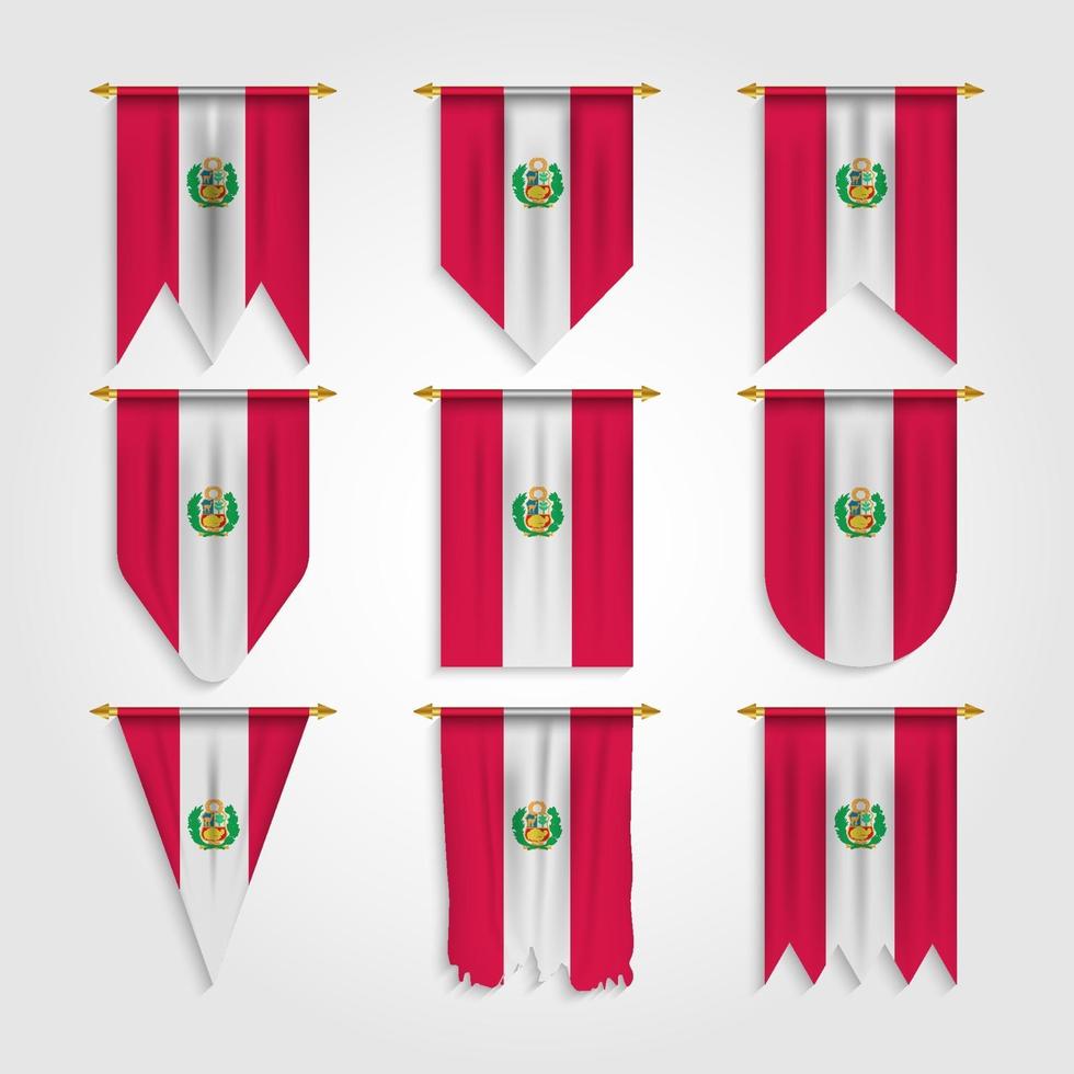 bandeira do peru em diferentes formas, bandeira do peru em várias formas vetor